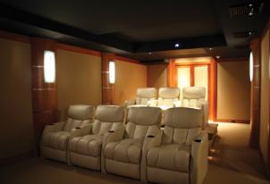 Home Theater with Stretch-Fabric, Wall Upholstery